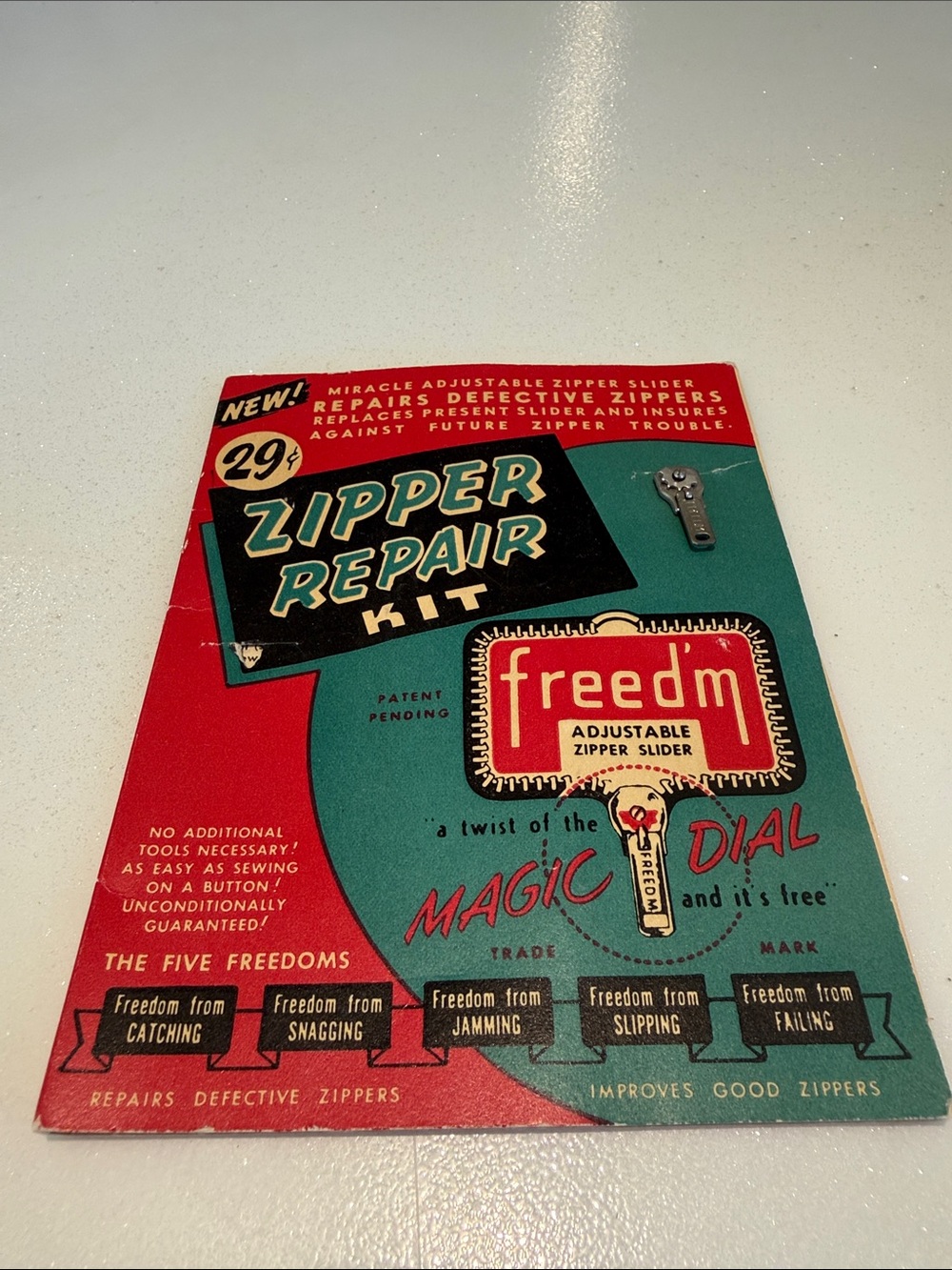 Vintage Zipper Repair Kit - Red & Teal